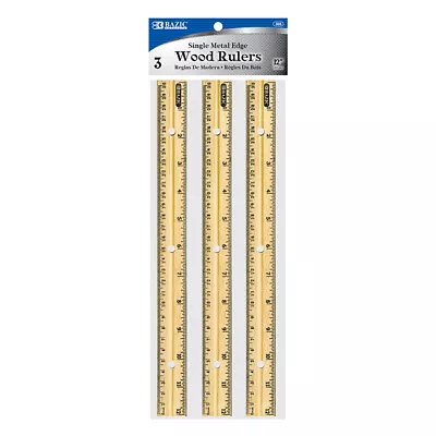 3 Pcs Wooden Ruler 12 Inch 3/Pack 30 Cm Feature Holes Use In Three-ring Binder • $7.59