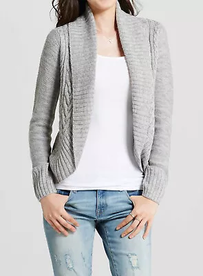 NWT Mossimo Gray Long Sleeve Cable Knit Soft Warm Collared Open Cardigan XS • $20