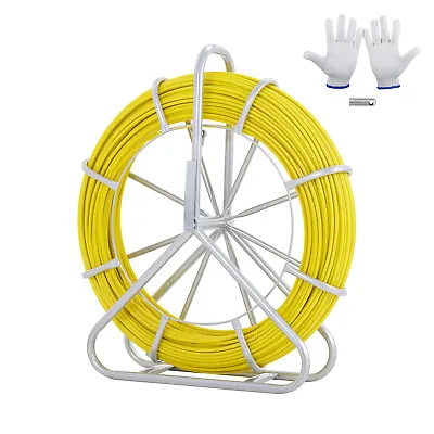 VEVOR Fish Tape Puller Fiberglass 425 Ft 1/4 Inch Wire Cable Running Duct Rodder • $103.59