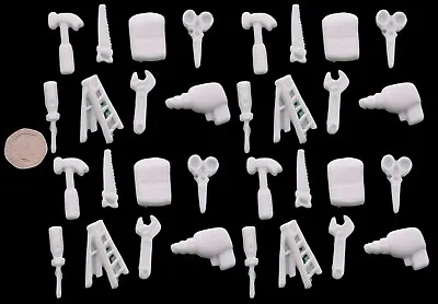32 X Edible 3D Tools Set Cupcake Toppers Decorations Weddings Birthdays • £7.99