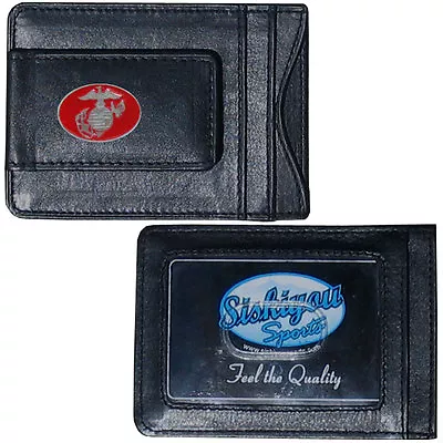 U.S. Marine Corps Fine Leather Money Clip ID Card Cash Holder Wallet (Insignia) • $21.99