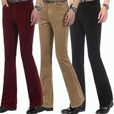 £20.39 • Buy Retro Mens 60S 70S Corduroy Bell Bottom Flares Pants Bootcut Trousers Hippie