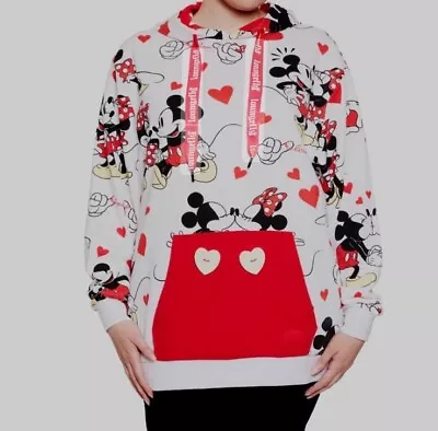 Loungefly Mickey And Minnie Mouse In Love Hoodie. Sweethearts Valentines Medium • $39.99