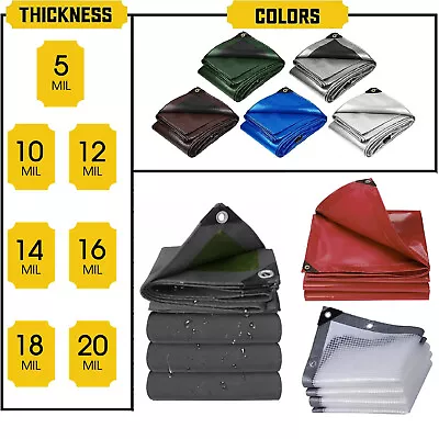 Super Heavy Duty Poly Tarp 16Mil 18Mil 20Mil Waterproof Canopy Cover Tarpaulin • $21