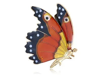 Gold Tone Multicolored Spotted Colorful Monarch Butterfly Wings Brooch Pin • $8.39