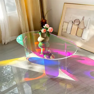 Chic Acrylic Coffee Table Rainbow Clear Accent Table 14.2  High Oval Side Table  • £109.99