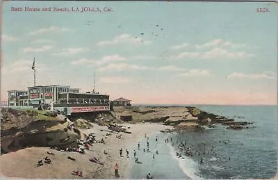 Bath House And Beach La Jolla California 1910 Los Angeles PM Postcard • $11.85