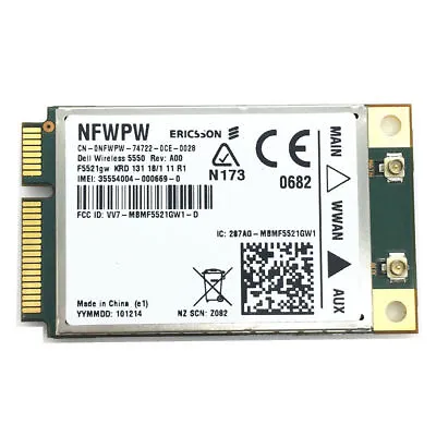 Dell DW5550 5550 3G WWAN F5521gw Card GPS DELL E5420 5520 6220 6320 6420 XT3 • £14.26