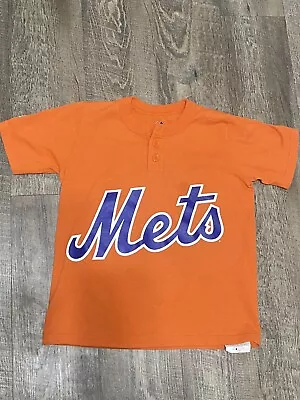 New Majestic Mets Shirt Boys Small New York MLB Baseball Orange Sports Youth • $9.80