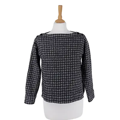 Toast Size UK 8 Black White Check Seersucker Wool Cotton Boat Neck Cropped Top • £39.99