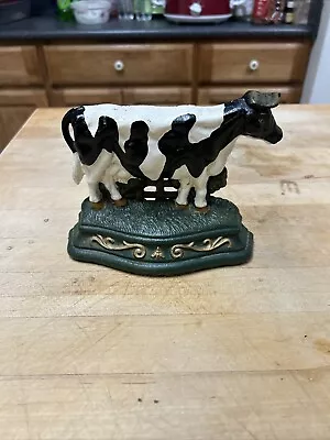 Vintage Wright Studios Milk Cow Doorstops Heavy Cast Iron Farm Animal Decor • $15.99