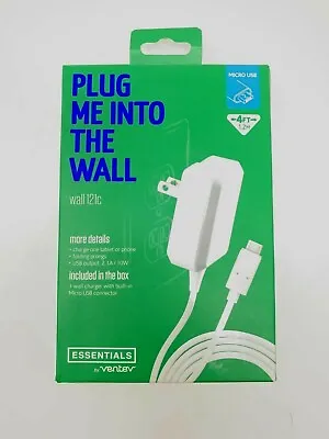 Ventev Wall Charger Micro USB 4 Foot Cable Phone 10W Fast Charging Fold Prongs • $7.50