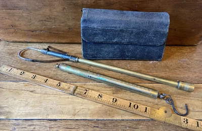 £49.99 • Buy Group Of Vintage Fishing Accessories , Wallet , Scales And Combined Gaff/Priest