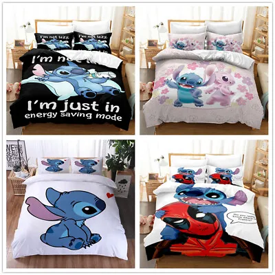 £28.80 • Buy Kids Lilo Stitch Bedding Set 3D Duvet Cover Quilt Cover Pillowcase Single Double