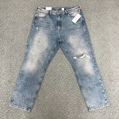 H&M Jeans Womens 34 Blue Vintage Slim Fit High Rise Denim Faded Acid Wash Tag 14 • $13.99