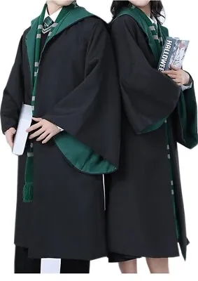 Adult Magician Robe Wizard Witch Cosplay Cape Black/Green Lined XL- NEW! • $19