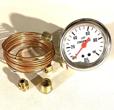 $22 • Buy 2” Mechanical Oil Pressure Gauge With Copper Oil Line Tubing Racing