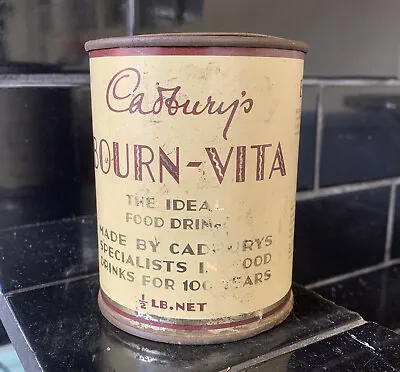 CADBURY’S BOURNVILLE BOURN-VITA FOOD DRINK 1/2lb Vintage Tin • £42.70