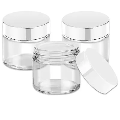 2 Oz Glass Jars With Lids 3 Pack Clear Small Jar With White Lids • $13.68