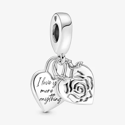 Pandora- Rose Heart Padlock Dangle Charm • £25