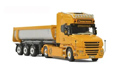 For SCANIA T6 TORPEDO TOPLINE 4x2 HALF PIPE TIPPER TRAILER 1/50 DIECAST MODEL • $682.99