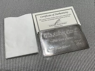 1 Troy Ounze Oz Pyromet .999 Fine Silver Wallet Card W/ COA + Sleeve • £40