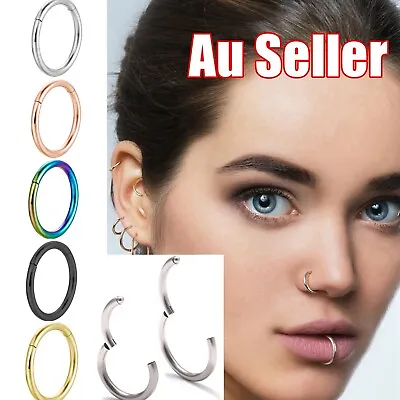 $2.95 • Buy Seamless Hinged Segment Sleeper Clicker Ring Hoop Ear Lip Nose Septum Piercing