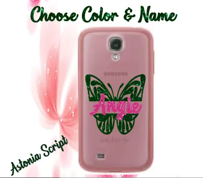 Monogram Decal For Your Cell Phone Cases Sticker Butterfly & Name 2  2.5  • $2.25