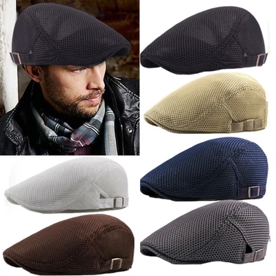 £4.90 • Buy Men Mesh Hat Flat Cap Golf Driving Breathable Outdoor CabbieHighQuality Newsboy