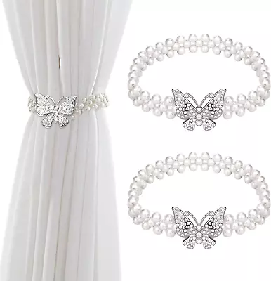 Curtain Tie Backs 2Pcs Butterfly Curtain Clips Metal TieBacks With Classy Rope • £10.34