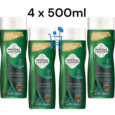 4 X500ml Imperial Leather Black Pepper And Cedarwood Shower Gel 2 In 1 Body&Hair • £19.99