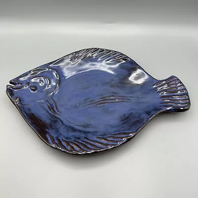 Vintage Thora Ovenware Rockfish Fish Bakeware Platter Pottery Blue Glazed 12” • $18