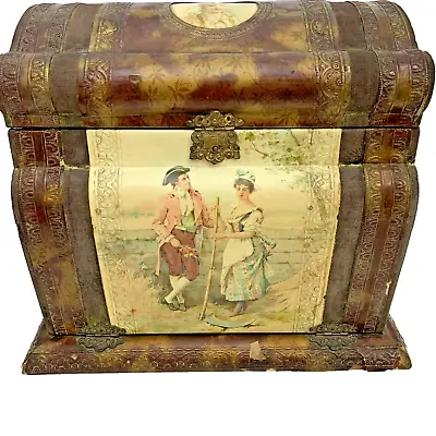 Celluloid Vanity Dresser Box Large Size 12x12x7 Closed Brass Antique Victorian • $118.70