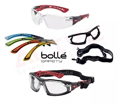 Bolle RUSH+ Plus Safety Glasses With Coloured Temples Anti-scratch Anti-fog Lens • £7.19