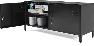 Metal Storage Cabinet With Lock Steel Locker Cabinet With Removable Shelves • $137.98