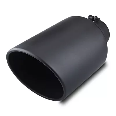 Inlet 4  Outlet 8  Long 15  Stainless Steel Rolled Edge Exhaust Tip Diesel Black • $57