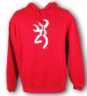 Mens NWT Browning Buckmark Sweatshirt Promo Hoodie Red White Distressed Size M • $39.99