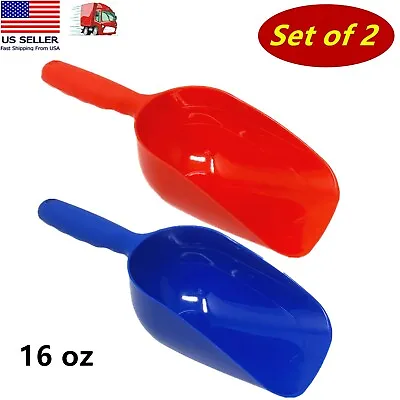 $9.99 • Buy 16oz Plastic Scoop For Ice Dog, Cat, Pet Food, Dry Goods, & Candy Red & Blue Set