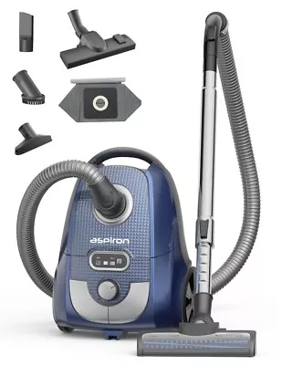 Aspiron Bagged Canister Vacuum Cleaner 1300W Turbo Brush 5 Tools 3.7Qt HEPA • $99.99