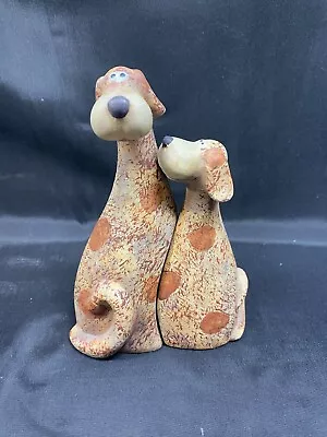 Set Of 2 ~ Gilde Ceramic  SNUGGLE DOGS  Hand Painted Figurines ~ 7 1/2  Tall • $19.99