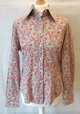 Liberty Of London Floral Cotton Blouse/Shirt Size 14 Long Sleeve Buttons • £24.99