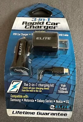 Elite Cellular 3 In 1 Rapid Car Charger Kit • $18