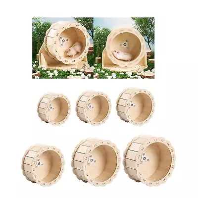 Wooden Hamster Running Wheel Exercise Wheel Cage Accessories Silent Toys For • £9.30