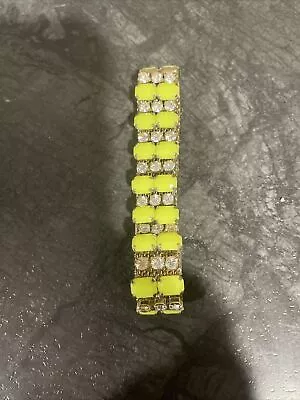 J Crew Neon Yellow And Clear Rhinestone Bracelet • $15