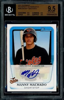 2010 Bowman Prospect Autographs #BPA-MM Manny Machado BGS 9.5 Orioles • $23.50