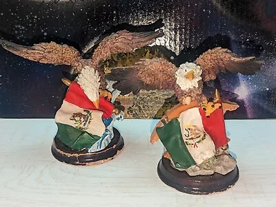 Lot Of 2 American Bald Eagle Figurine With Flag - Mexico - 5  Tall • $12