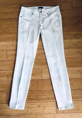BEBE Skinny Ankle Jeans Mid Rise Tie-Dye Mint/White Color Size 27 Vintage NWT • $59