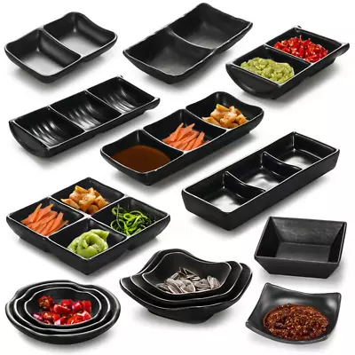 1PC Black Melamine Sauce Dishes Kitchen Tableware Japanese Cuisine Seasoning Pla • £9.10