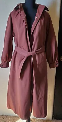 BROWN Long Trench Coat Sz 6 EUC Women Korea Vintage • $15