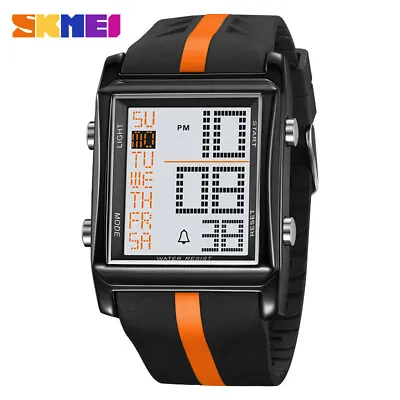SKMEI Men Digital Watch Rectangle Wristwatch LED Weekday Display Boy Sport Watch • $14.20